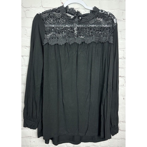 Amaryllis Tops - Amaryllis black whimsy goth witchy black long sleeve shirt blouse sz L GUC modal
